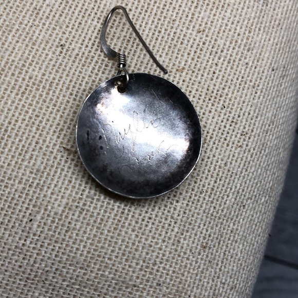 Vintage artisan signed Phill Lang Sterling silver rustic boho style earrings - Picture 6 of 7
